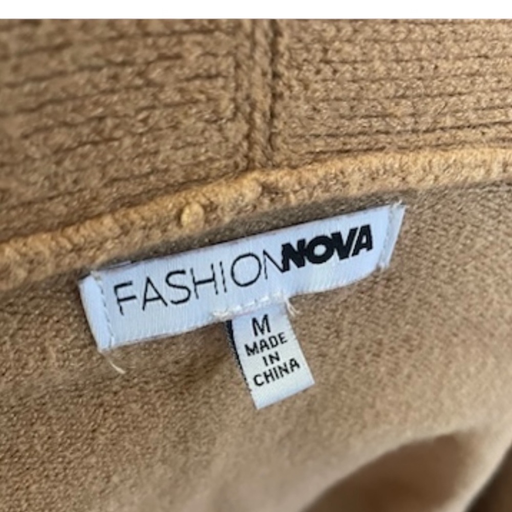 Long Open Front Camel-Colored Cardigan, Medium - Picture 3 of 4